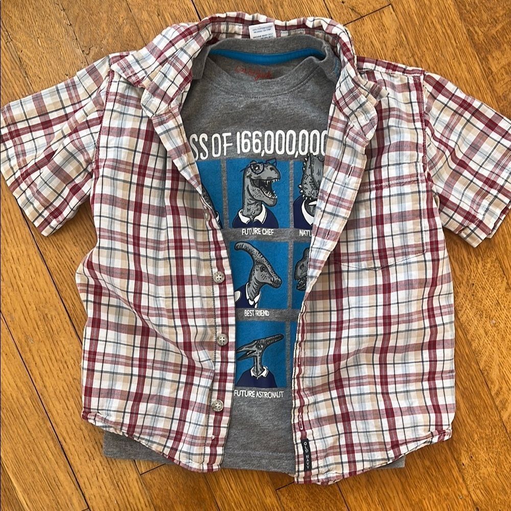 Plaid Kids Shirt with Graphic Tee
